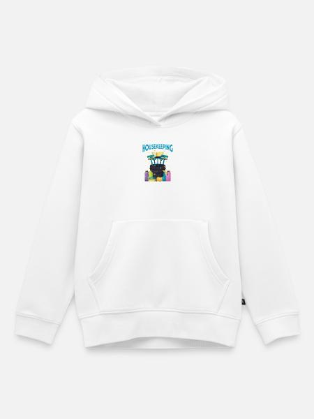 Équipe de nettoyage Motif Entretien ménager - Sweat Premium à capuche enfant bio - blanc