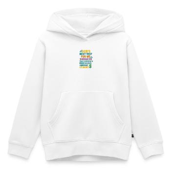 Test des dieux, gérer une somme d’argent ridicule - Sweat Premium à capuche enfant bio - blanc - Devant - AI Model Kid Female (0cm)