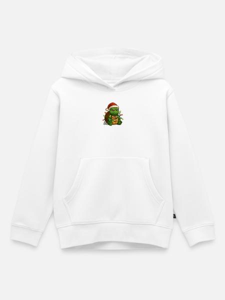 Grumpy Schildkröte Weihnachtsmütze Lichterkette To - Kinder Premium Organic Hoodie - Weiß