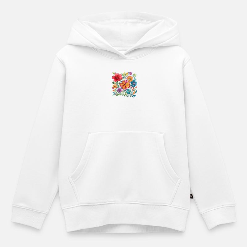 Couleurs de la fleur Explosion des couleurs - Sweat Premium à capuche enfant bio - blanc