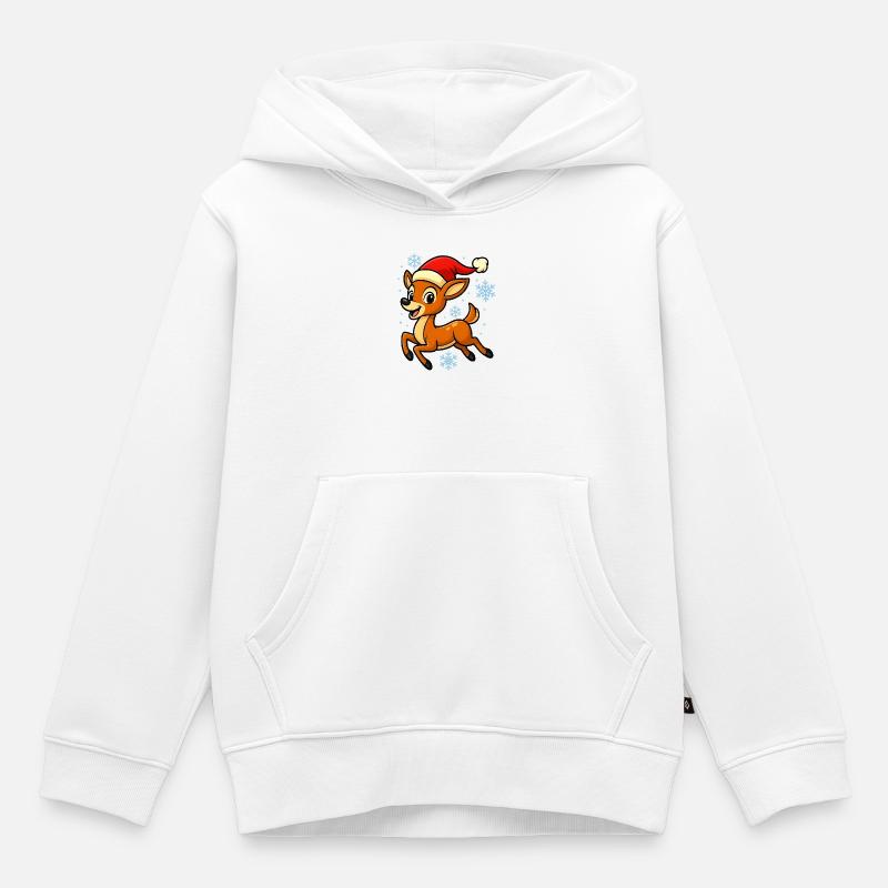 Joyeux Faon Renne Drôle Cadeau de Noël - Sweat Premium à capuche enfant bio - blanc