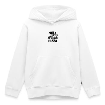 Will Lift for Pizza - Kids Premium Organic Hoodie - white - Front - AI Model Kid Female (0cm)