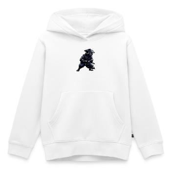 Raton laveur ninja avec un katana - Sweat Premium à capuche enfant bio - blanc - Devant - AI Model Kid Female (0cm)