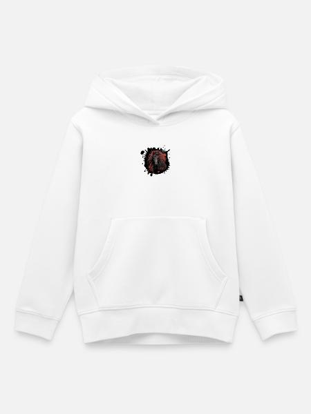 Schwarzes Pferd mit rotem Splatter - Kinder Premium Organic Hoodie - Weiß