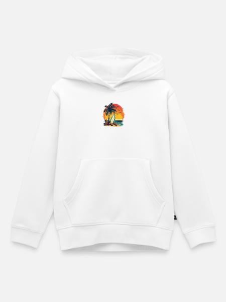 Sonnenuntergang Palmenstrand Surf - Kinder Premium Organic Hoodie - Weiß