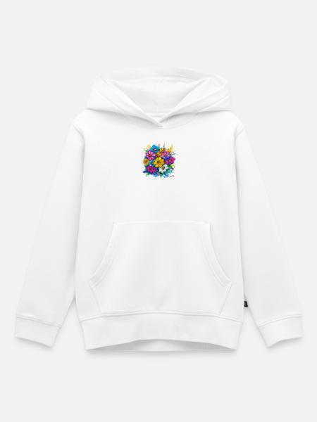 Farbige Wasserblumen-Bouquet - Kinder Premium Organic Hoodie - Weiß