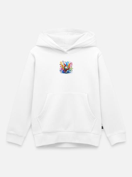 Bunter Gnom mit Farbspritzern - Kinder Premium Organic Hoodie - Weiß