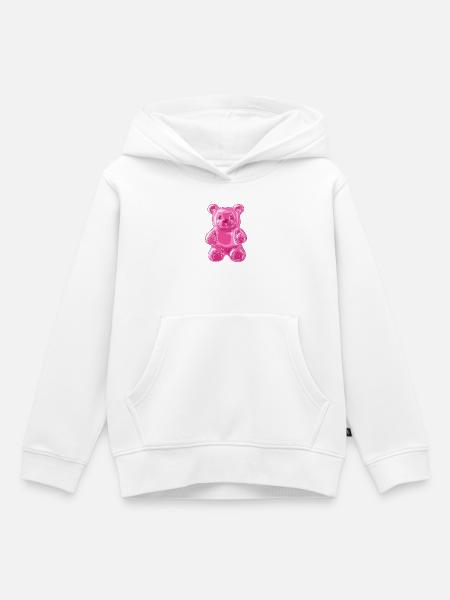 Pink Glitzer Bär - Kinder Premium Organic Hoodie - Weiß