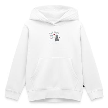 Couple parfait : Duo d’amour poivre et sel - Sweat Premium à capuche enfant bio - blanc - Devant - AI Model Kid Female (0cm)