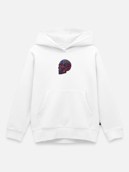 Bunter Mosaik-Schädel - Kinder Premium Organic Hoodie - Weiß