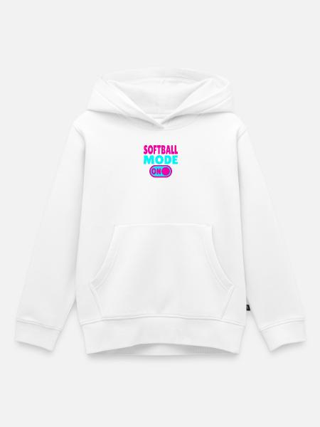Softball Mode ON - Kinder Premium Organic Hoodie - Weiß
