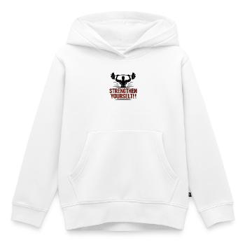 Stärke dich, hebe - Kinder Premium Organic Hoodie - Weiß - Vorne - AI Model Kid Female (0cm)
