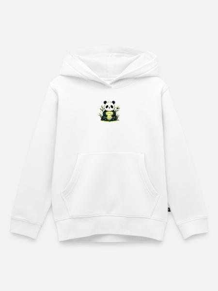 Panda mit Herz im Grünen - Kinder Premium Organic Hoodie - Weiß