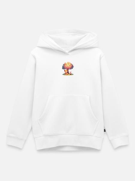 Fuchs am Apfelbaum mit Cupcake - Kinder Premium Organic Hoodie - Weiß