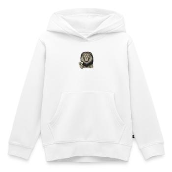 Kaffee Löwe Portrait - Kinder Premium Organic Hoodie - Weiß - Vorne - AI Model Kid Female (0cm)