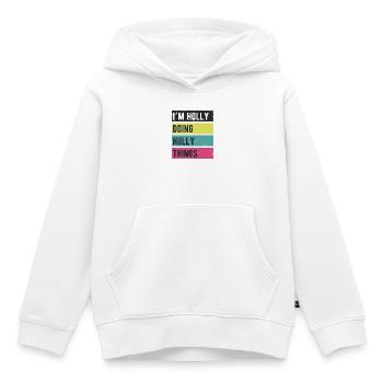 Je suis Holly qui fait des couleurs rétro de Holly Things - Sweat Premium à capuche enfant bio - blanc - Devant - AI Model Kid Female (0cm)