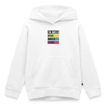 Ich bin Amelia und mache Amelia Things Retro Colors - Kinder Premium Organic Hoodie - Weiß - Vorne - AI Model Kid Female (0cm)