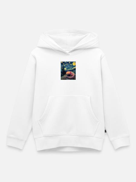 Axolotl Van Gogh Starry Night - Kinder Premium Organic Hoodie - Weiß