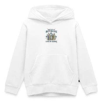 Buchliebhaber: Vintage: Botanische Freunde (Navy Text) - Kinder Premium Organic Hoodie - Weiß - Vorne - AI Model Kid Female (0cm)