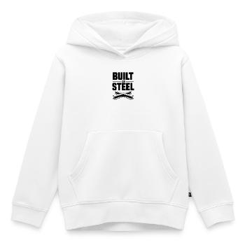 Aus Stahl gebaut - Kinder Premium Organic Hoodie - Weiß - Vorne - AI Model Kid Female (0cm)