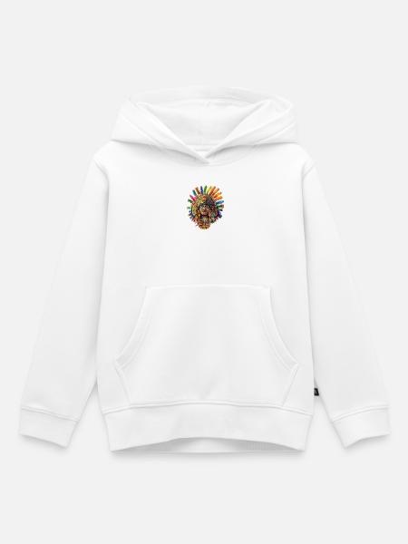 Farbenfrohe Aztekische Federmaske - Kinder Premium Organic Hoodie - Weiß