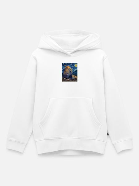 Löwe Van Gogh - Kinder Premium Organic Hoodie - Weiß