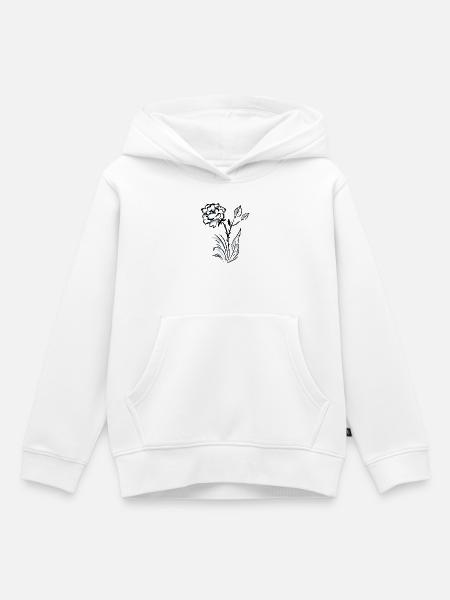 Stilisierte, umrandete Rose - Kinder Premium Organic Hoodie - Weiß