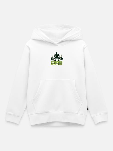Stärkeres tägliches Heben - Kinder Premium Organic Hoodie - Weiß