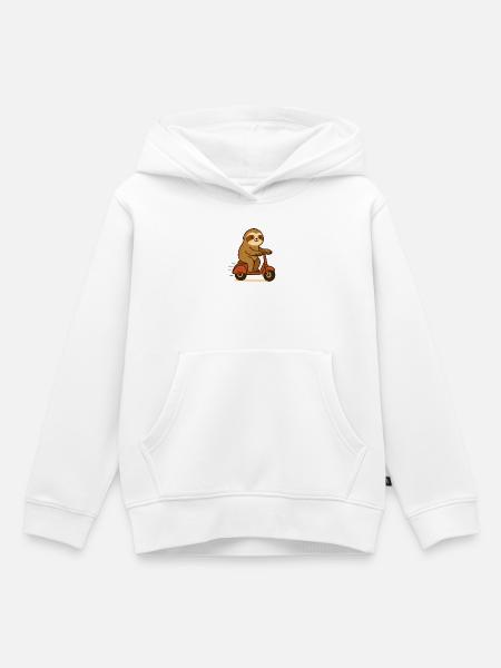Faultier auf Roller - Kinder Premium Organic Hoodie - Weiß