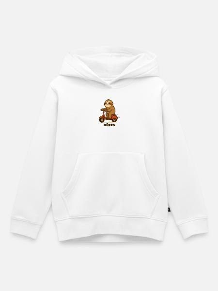 Düsen Faultier auf Roller - Kinder Premium Organic Hoodie - Weiß