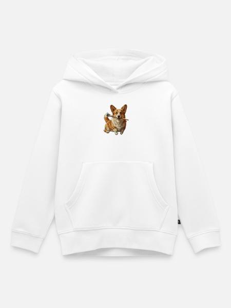 Corgi-Künstler mit Pinsel - Kinder Premium Organic Hoodie - Weiß