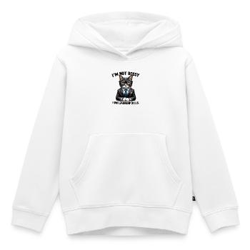 Patron chat avec des compétences en leadership - Sweat Premium à capuche enfant bio - blanc - Devant - AI Model Kid Female (0cm)