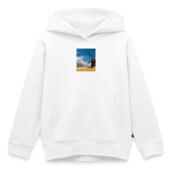 Mühle zwischen goldenen Feldern - Kinder Premium Organic Hoodie - Weiß - Vorne - AI Model Kid Female (0cm)
