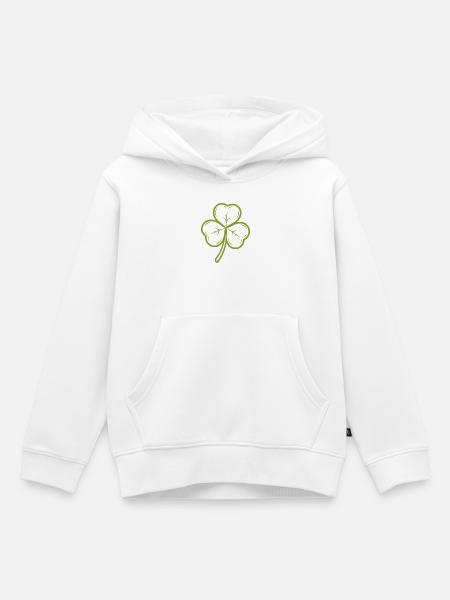 Kleeblatt grün - Kinder Premium Organic Hoodie - Weiß