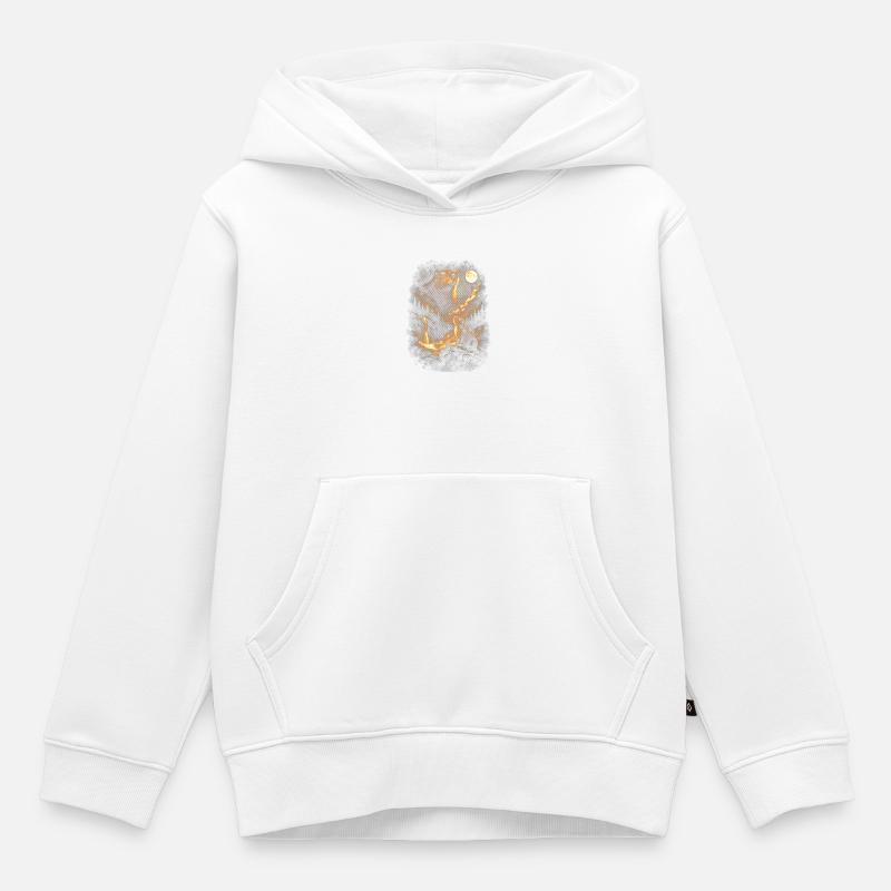 Castor au clair de lune dans la forêt de nuages - Sweat Premium à capuche enfant bio - blanc