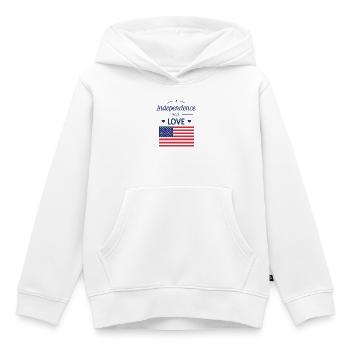 Indépendance et Amour États-Unis - Sweat Premium à capuche enfant bio - blanc - Devant - AI Model Kid Female (0cm)