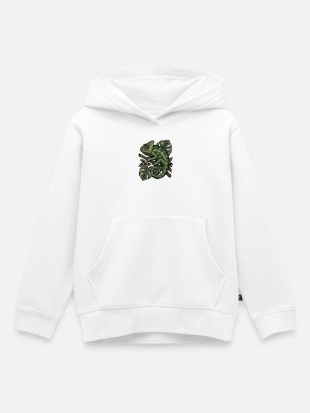 Chameleon im Blattreich - Kinder Premium Organic Hoodie - Weiß