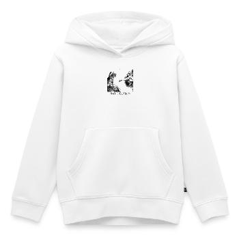 Pas de chat tactile – La création d’Adam - Sweat Premium à capuche enfant bio - blanc - Devant - AI Model Kid Female (0cm)