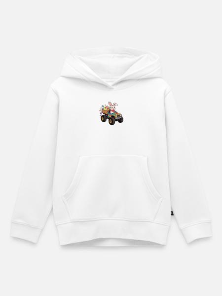 Osterhase im Monstertruck - Kinder Premium Organic Hoodie - Weiß