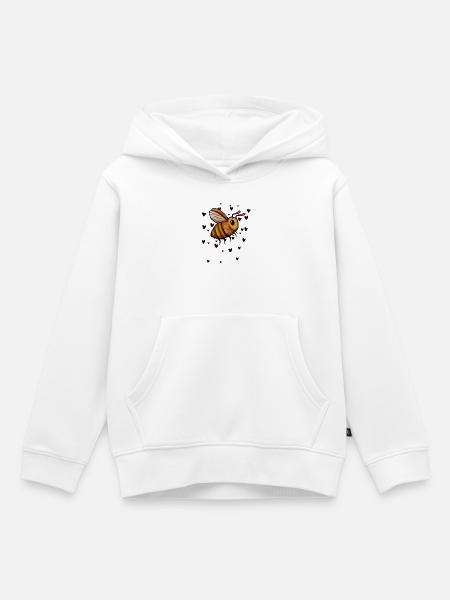Aquarellbiene mit Herzen - Kinder Premium Organic Hoodie - Weiß