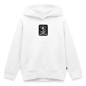 Le croquant Oracle Squelette Et Concombres Humour - Sweat Premium à capuche enfant bio - blanc - Devant - AI Model Kid Female (0cm)