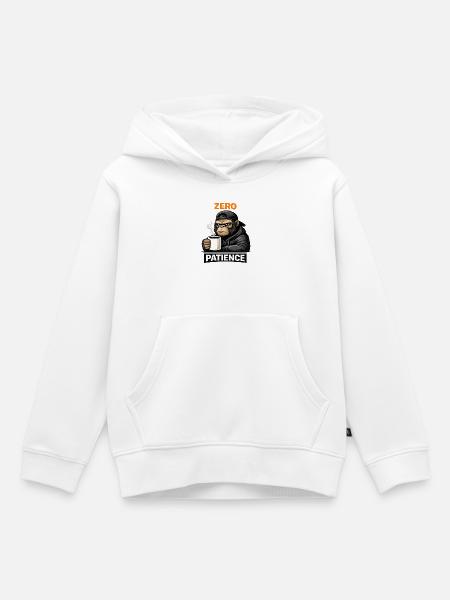 Zero Patience Monkey Streetwear - Kinder Premium Organic Hoodie - Weiß