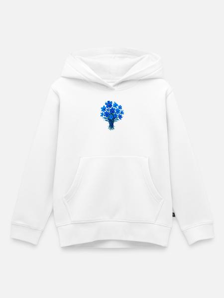 Blaues Aquarellbouquet - Kinder Premium Organic Hoodie - Weiß