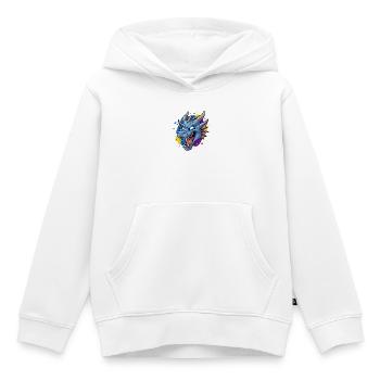 Éclaboussure néon tête de dragon bleue - Sweat Premium à capuche enfant bio - blanc - Devant - AI Model Kid Female (0cm)