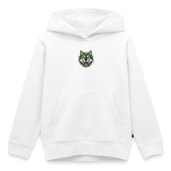 Grüner Wolf mit Farbspritzern - Kinder Premium Organic Hoodie - Weiß - Vorne - AI Model Kid Female (0cm)