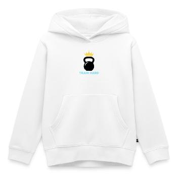 Kugelhantel Krone Train Hard - Kinder Premium Organic Hoodie - Weiß - Vorne - AI Model Kid Female (0cm)