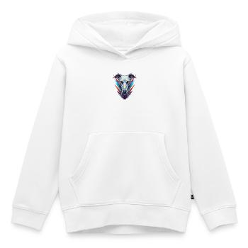 Icône néon du lévrier - Sweat Premium à capuche enfant bio - blanc - Devant - AI Model Kid Female (0cm)
