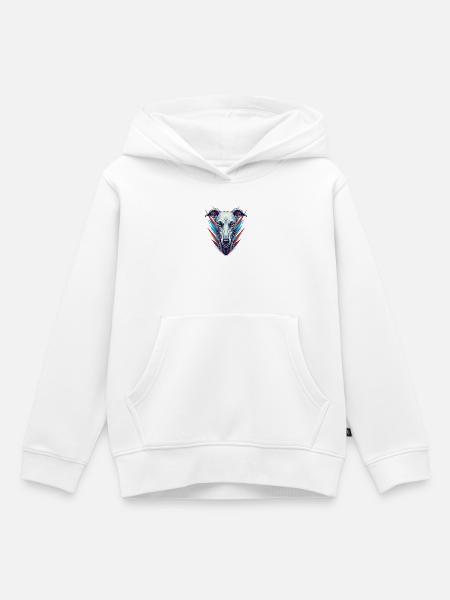 Neon Greyhound Ikone - Kinder Premium Organic Hoodie - Weiß