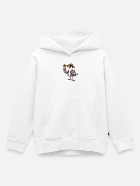 Lustige Strandmöwe Mit Eistüte - Kinder Premium Organic Hoodie - Weiß