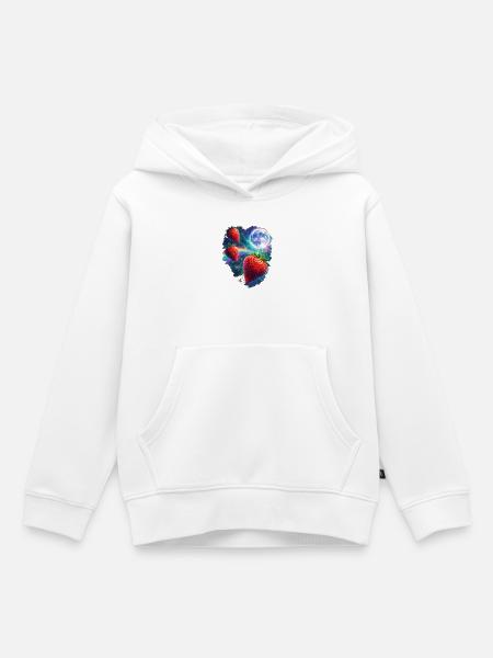 Kosmische Erdbeeren im Sternenlicht - Kinder Premium Organic Hoodie - Weiß